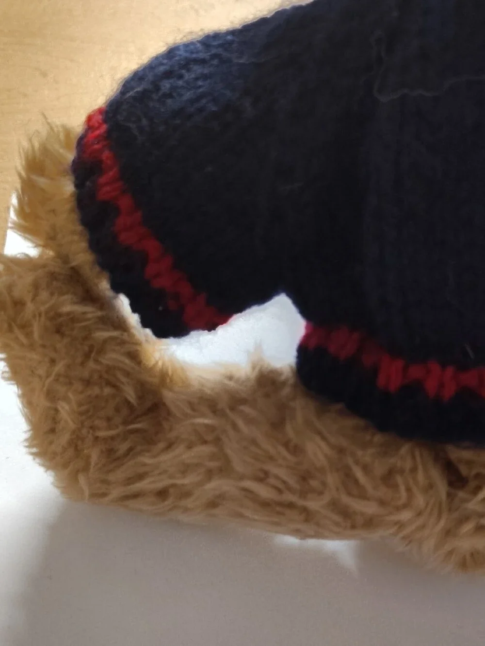 Polo by Ralph Lauren Tan Bear with Navy & Red Knit Sweater